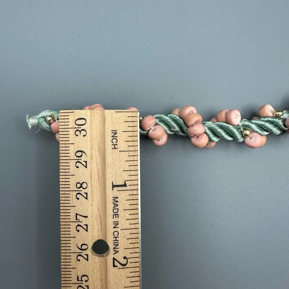 2 Packs VTG 90s Walmart Christmas Trim Garland Green Cord With Pink & Gold Beads